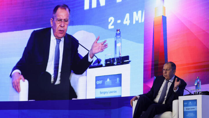 俄罗斯外交部长拉夫罗夫在新德里出席瑞辛纳对话资料图片