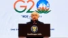 美國財政部長珍妮特·耶倫於2023年7月16日在印度甘地訥格爾舉行的G20財長和央行行長會議期間在新聞發布會上發表講話。（路透社照片）
