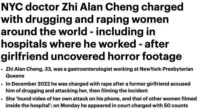 迷奸多名女病人，拍视频！纽约华裔医生被控重罪