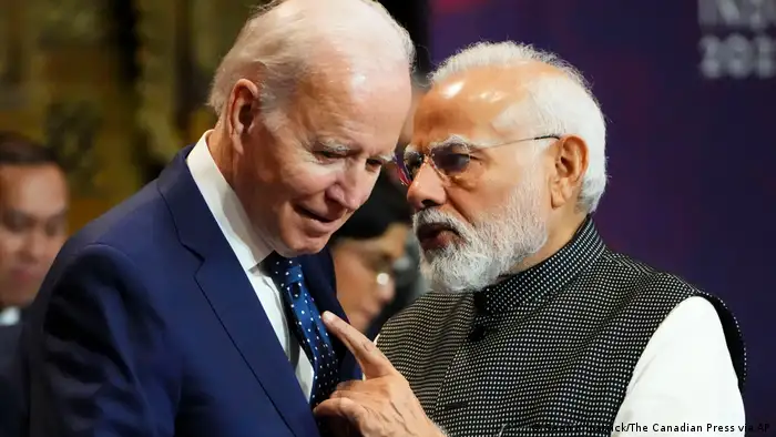 2022年11月，印度總理莫迪與美國總統拜登在印尼出席G20峰會第一次工作會議。