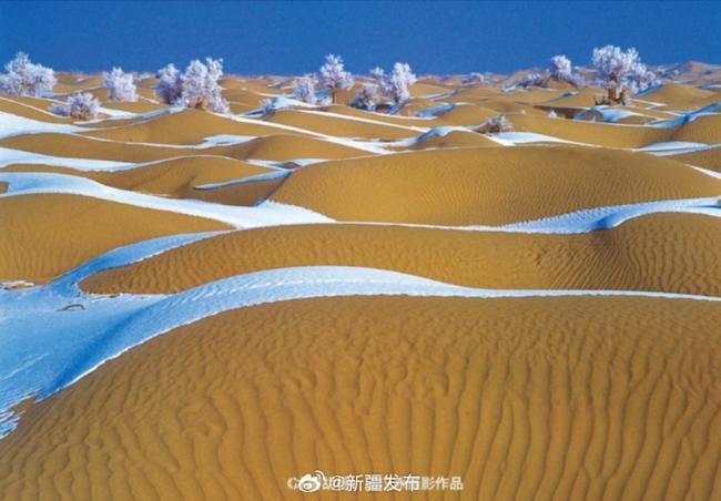 梦幻！中国塔克拉玛干沙漠罕见成雪海