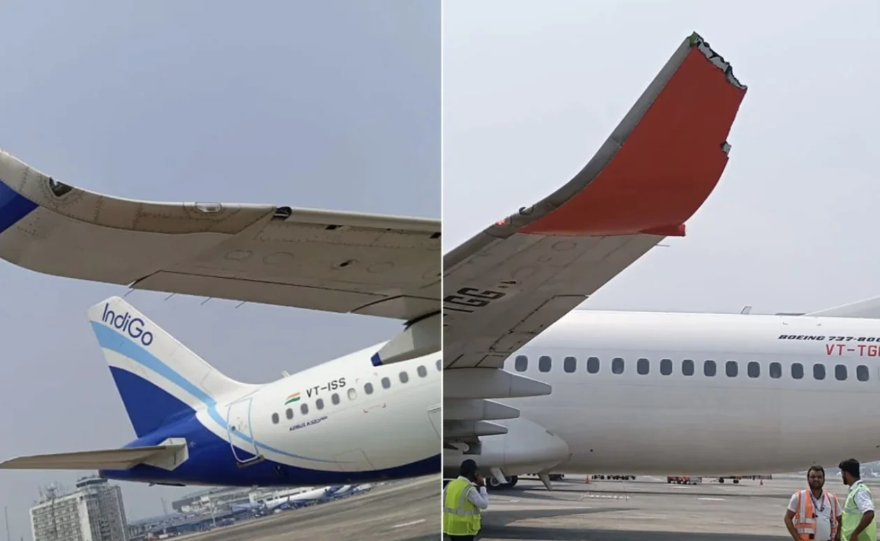 突發：印度兩架飛機又在機場撞了 機翼損毀