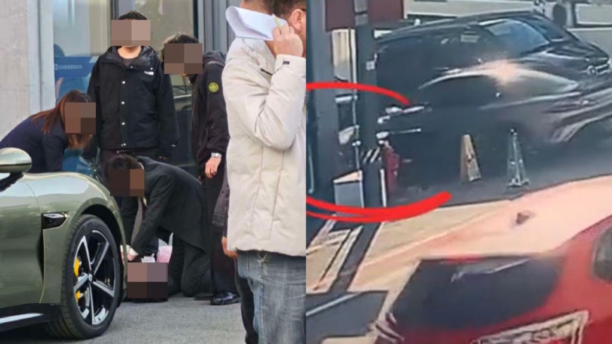 小米YU7新車主還未開出園區便出車禍(視頻)