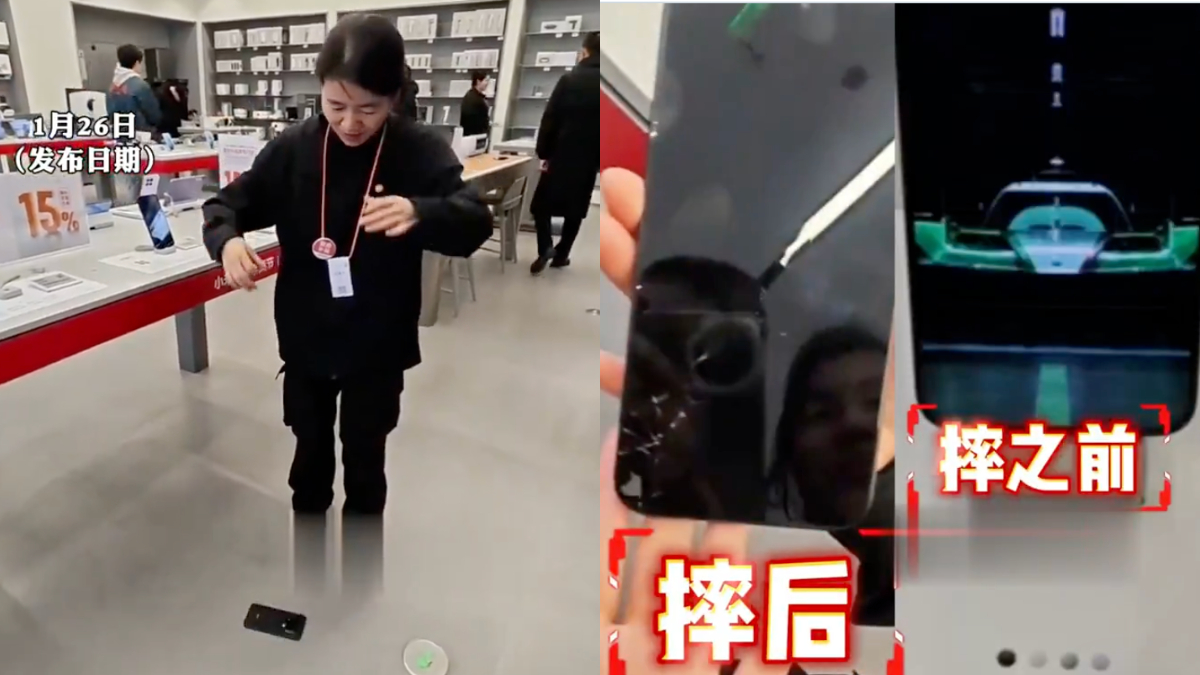 太尷尬!小米店員展示手機防摔功能:真碎了(視頻)