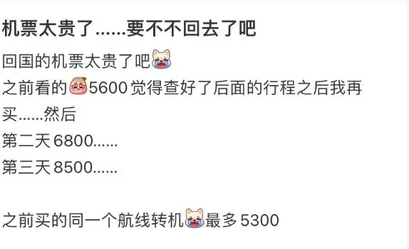 暑假回國機票漲瘋了！很多華人不敢再看價格了