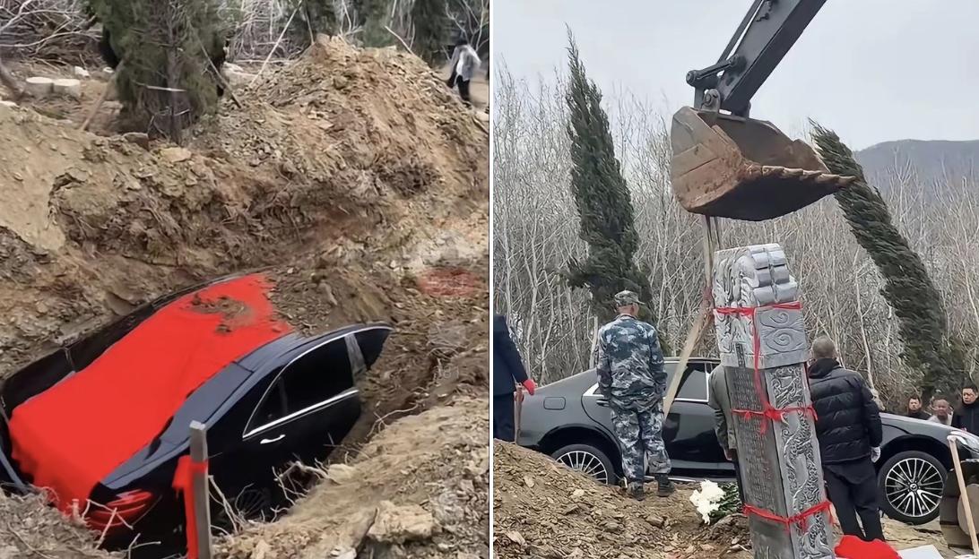 遼寧一男子以奔馳汽車當陪葬品惹議