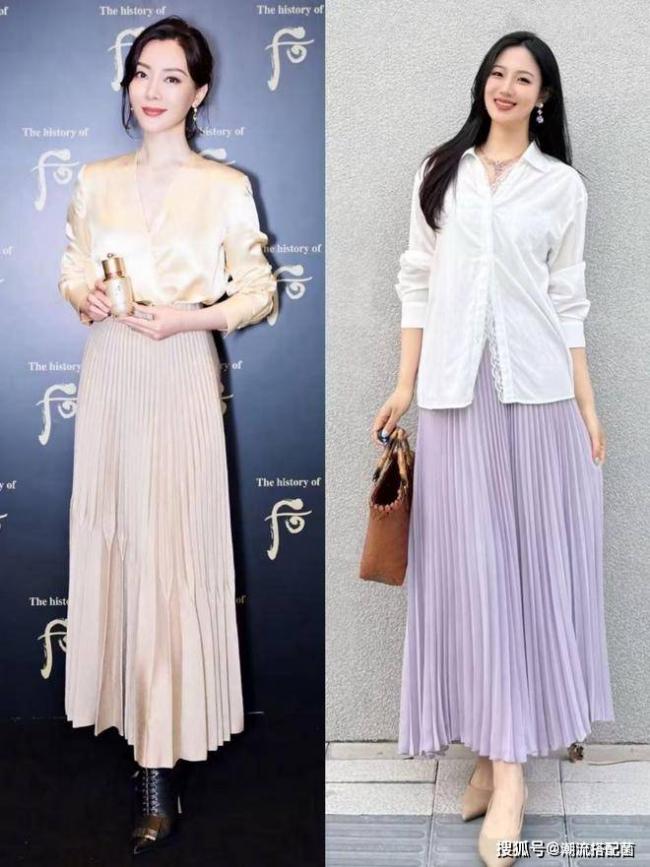 「襯衫+百褶裙」才是最適合中年女人的打扮