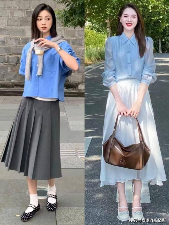 「襯衫+百褶裙」才是最適合中年女人的打扮
