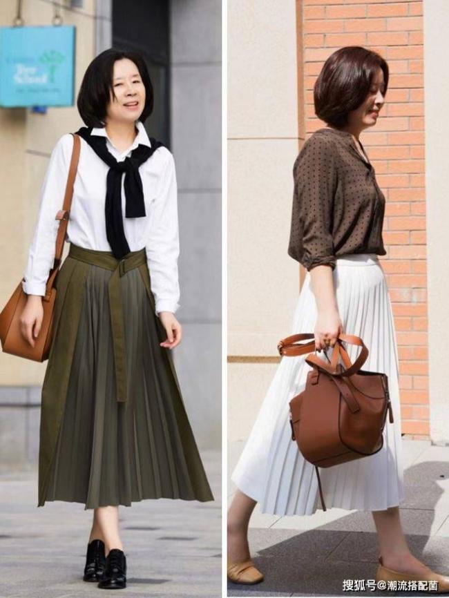 「襯衫+百褶裙」才是最適合中年女人的打扮