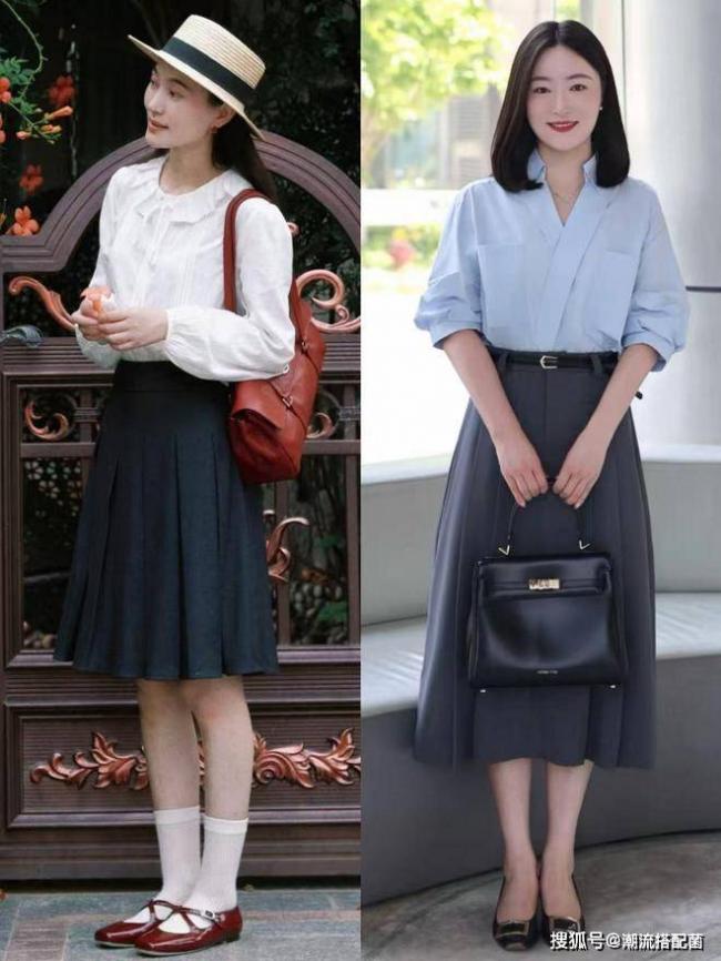 「襯衫+百褶裙」才是最適合中年女人的打扮