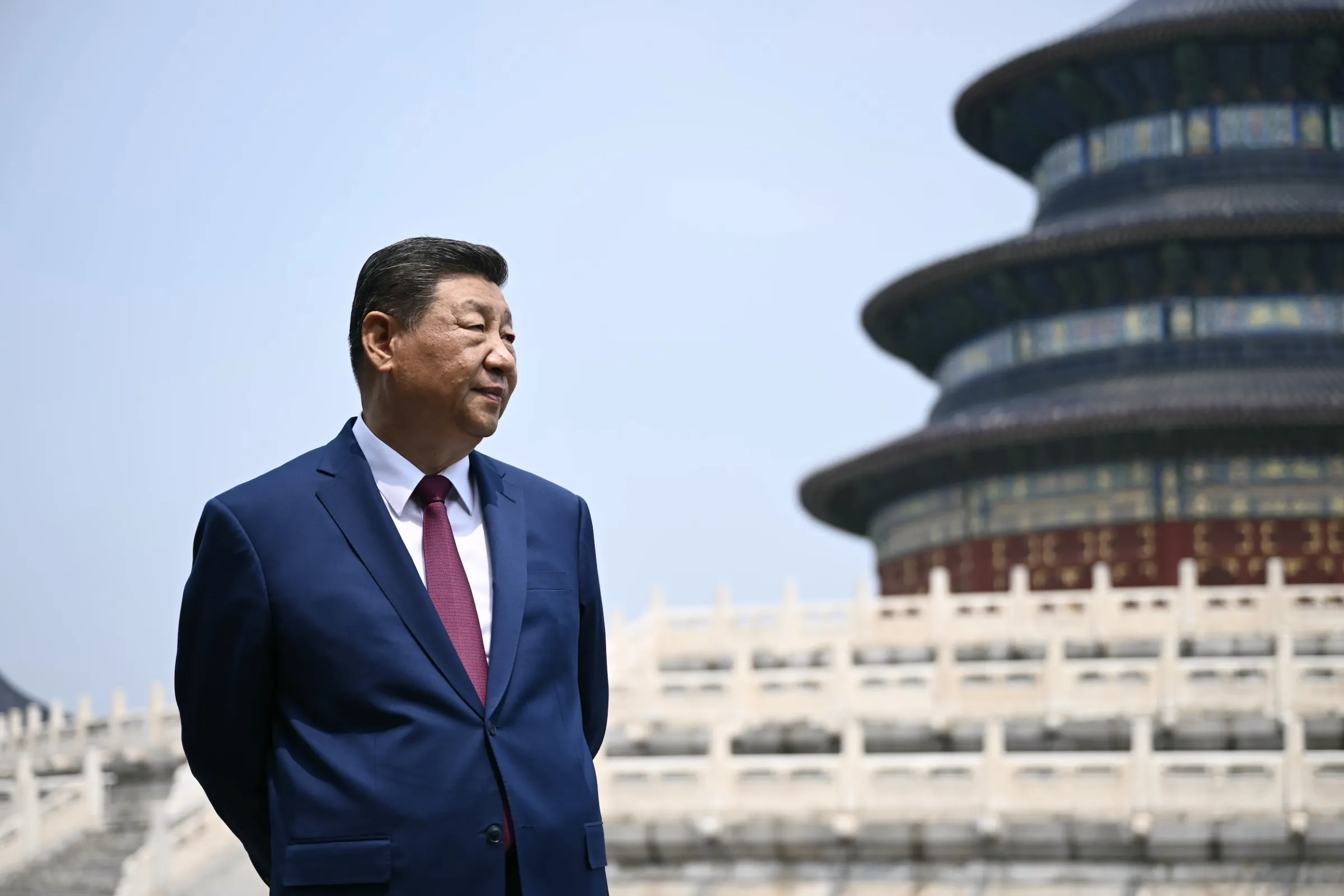 2026年5月14日，習近平在北京天壇前。（美聯社）