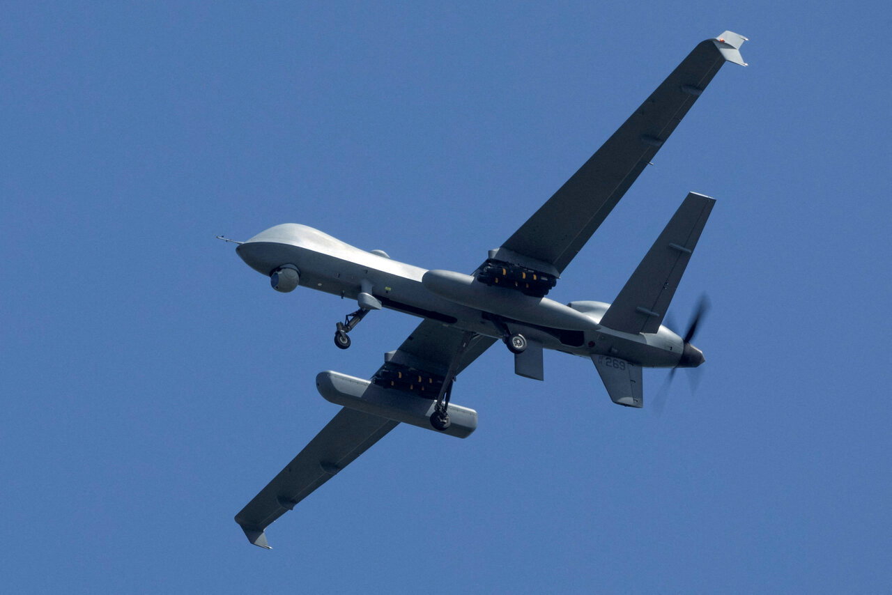 美國空軍一架MQ-9「死神」無人機5月16日飛越波多黎各賽巴(Ceiba)的前羅斯福路海軍基地。路透