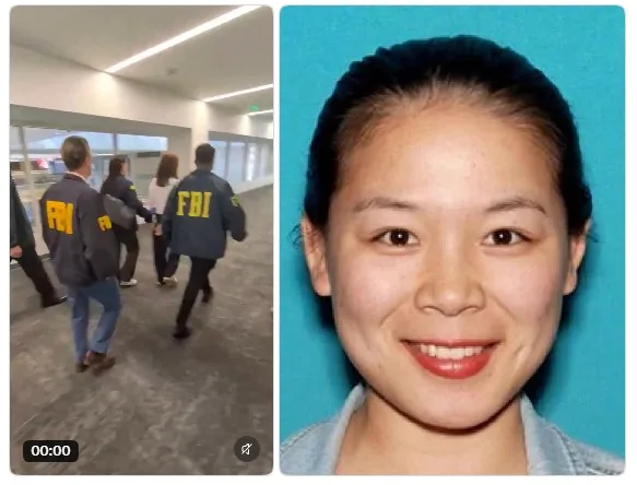 美国联邦调查局(FBI)在洛杉矶国际机场逮捕涉嫌长期为中国政府监视总统赖清德之子的中共间谍张婉莹。 图:翻摄自X@USAttyEssayli